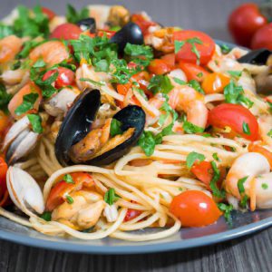 Spaghetti z owocami morza - szybki przepis